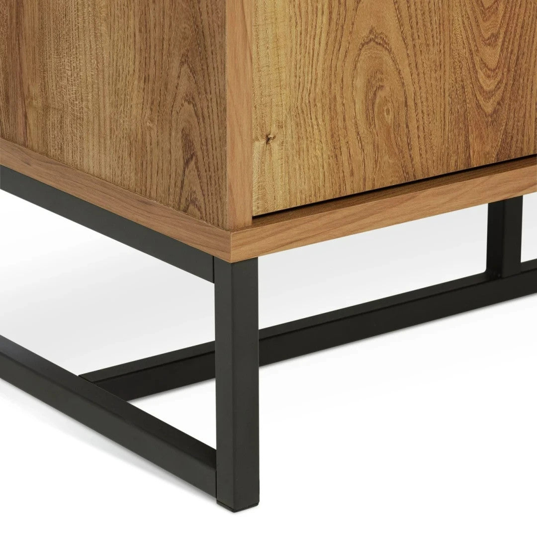 Nomad 2 Door Vinyl Cabinet - Oak | Record Collection Organizer