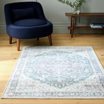 Vintage Effect Blue Rug | 160x230cm | Vintage Living Room Bedroom Area Rug Carpe