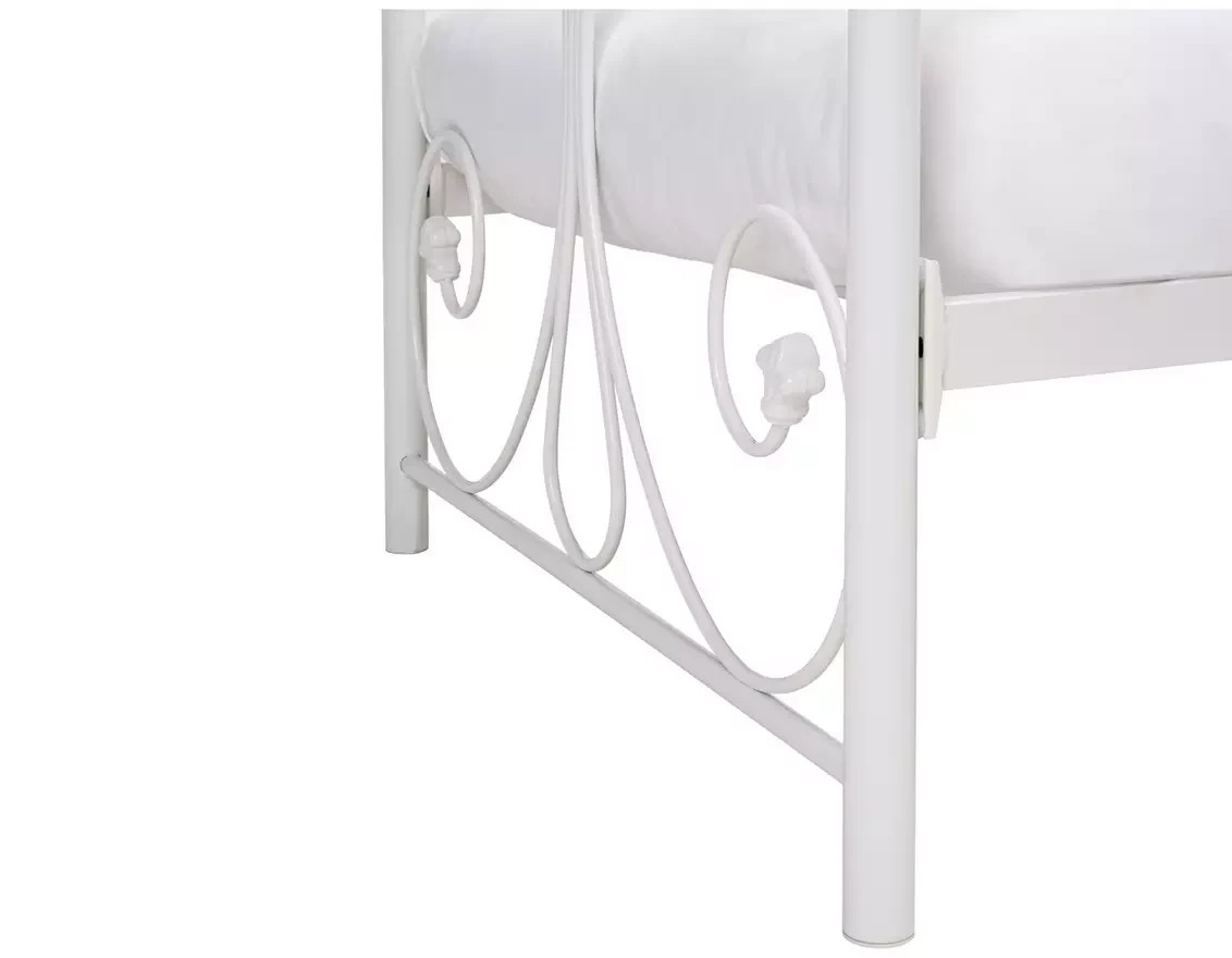 Home Marietta Single Metal Bed Frame White | Modern Bedroom Bed Frame Furniture