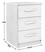 Hallingford 3 Drawer Bedside Table -White Gloss ( B grade 19046 )