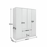 Home Malibu 4 Door 3 Drawer Mirror Wardrobe - Grey | Reflective Design Feature