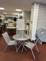 Home Sicily 4 Seater Metal Patio Set Grey | Outdoor Garden Table Chairs ( S )