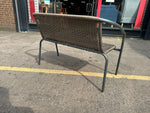 2 Seater Steel & Wicker Effect Garden Bench-Brown