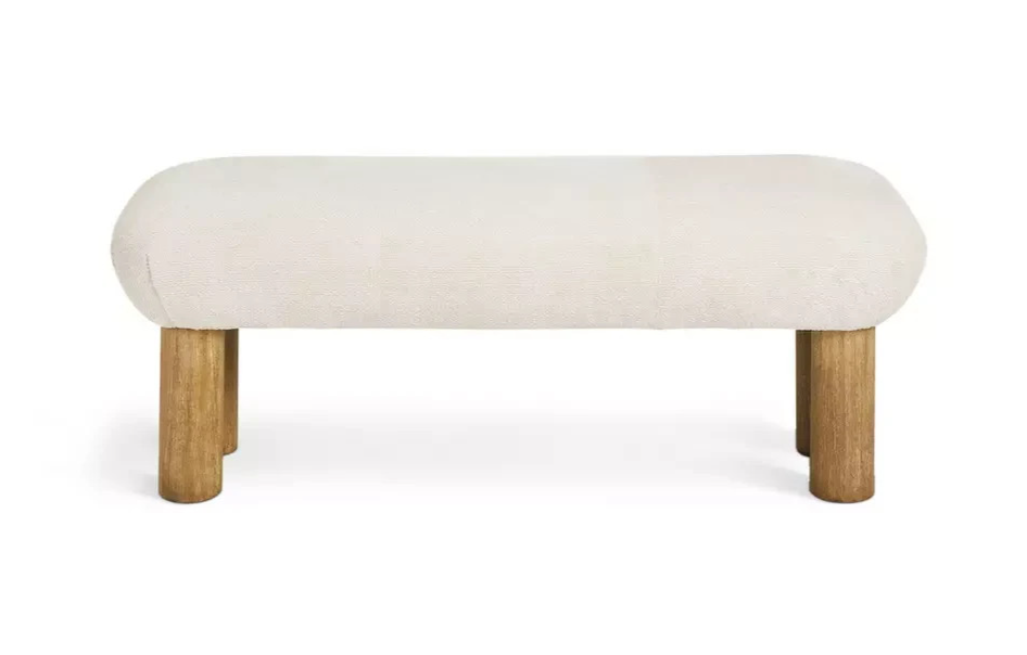 May Boucle Bench White | Upholstered Bedroom Bench Seat
