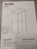 Seville 2 Door Wardrobe - Grey Oak Effect (B Grade 1082.)