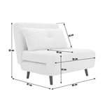 Roma Single boucle Chairbed - Cream | Small Sofa Bed Guest Chair