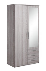 Home Brisbane 2 Door3 Drawer Mirror Wardrobe – GreyOak | Modern Bedroom Storage