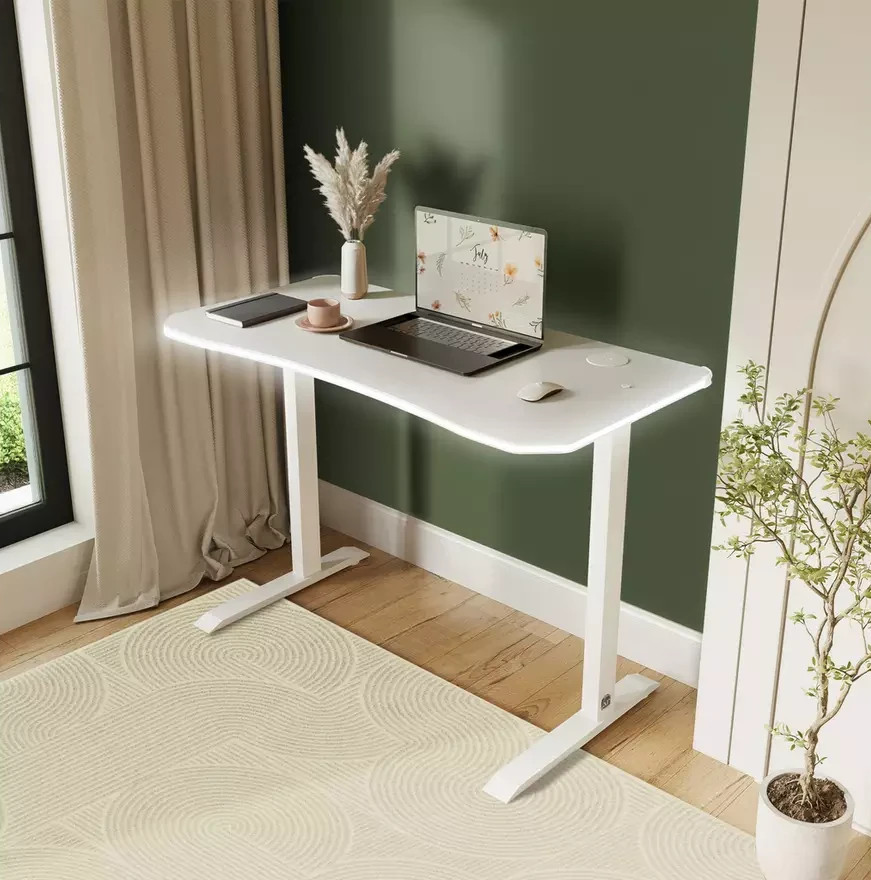 XR Living Oka RGB LED App Control Office Desk 110x55cm White | Gaming Computer