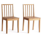 Nel Pair of Solid Wood Spindle Chairs Natural | Wooden Dining Chair Set