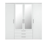 Brisbane 4 Door 3 Drawer Mirror Wardrobe - White |Spacious Clothing Organization
