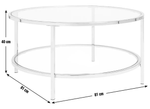 Home Boutique Round Coffee Table - Black | Glass Top Modern Living Room Table