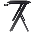 Trust GXT700 Omnius Gaming Desk - Black | Gaming Table Cup Holder Headset Hook
