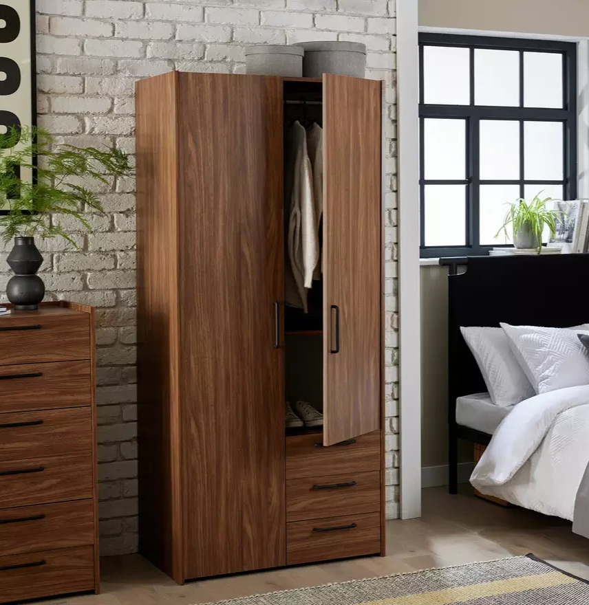 Oldham 2 Door 3 Drawer Wardrobe - Walnut ( B Grade )