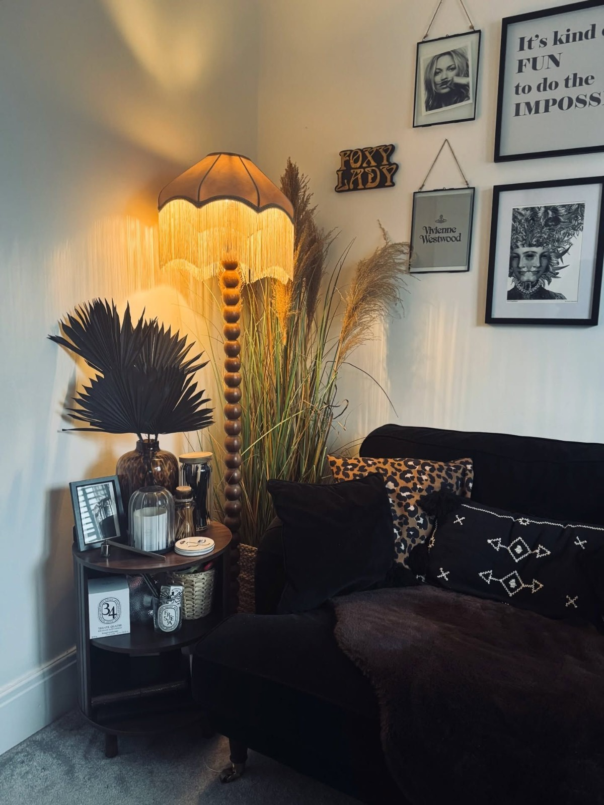Bobbin Mango Wood Floor Lamp Base Walnut | Decorative Lighting Stand