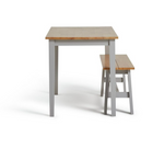 Chicago Solid Wood Table Bench & 2 Grey Chairs