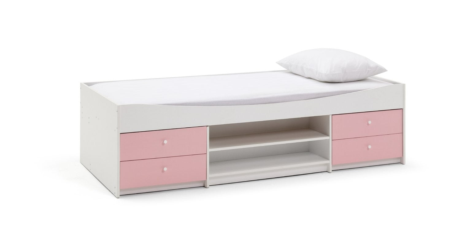 Home Malibu Storage Cabin Bed - Pink & White | Storage bed for girls
