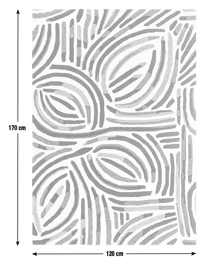 Skandi Brush Marks Black & White Cut Pile Rug