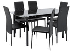 Lido Glass Extending Dining Table & 6 Black Chair ( B Grade 47231 - 45168 )