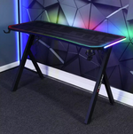 X Rocker Lumio Office Gaming Desk - Black | Black LED Computer Table for Gamers