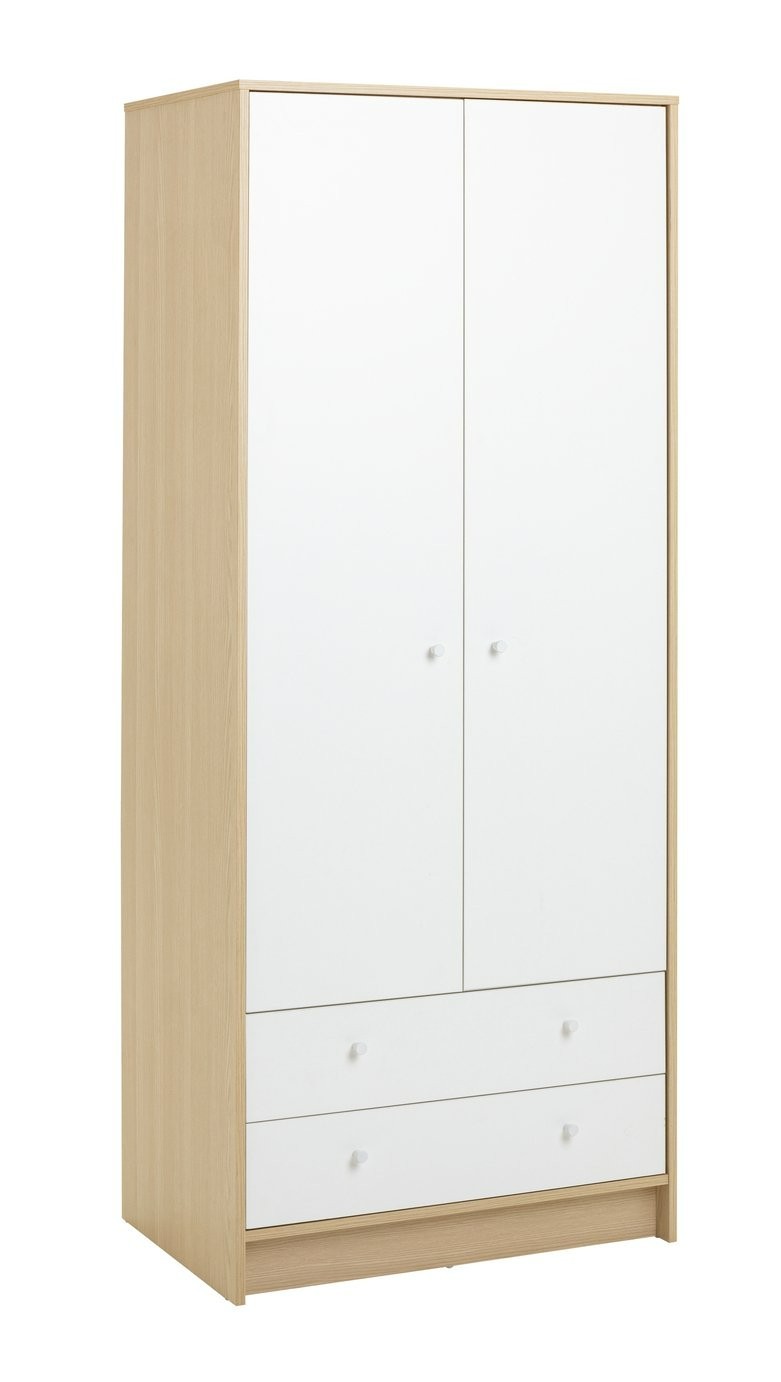 Home Kids Malibu 2 Door 2 Drawer Wardrobe - White | Childrens Bedroom Storage