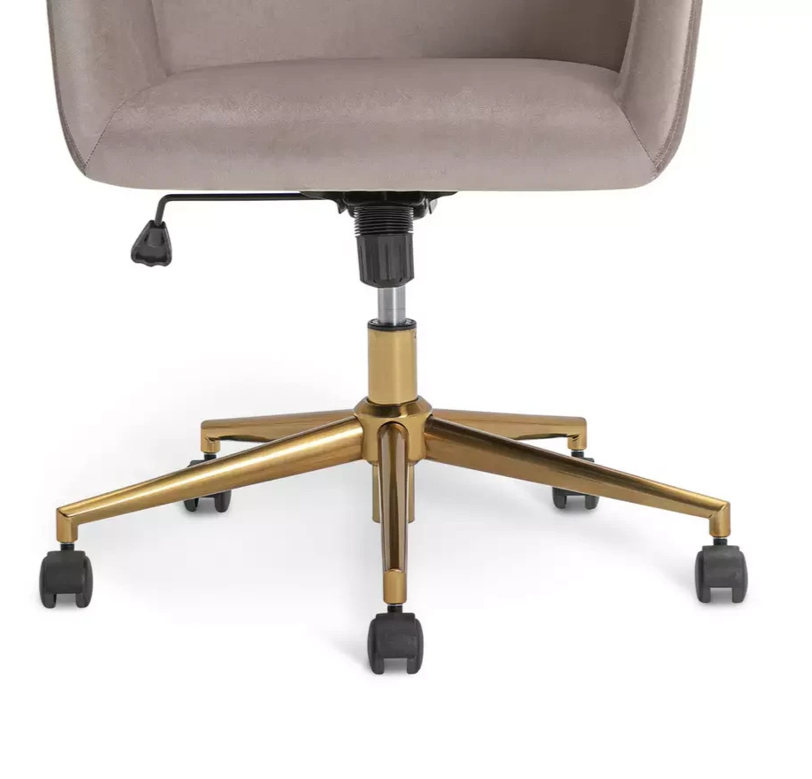 Clarice Velvet Office Chair Beige | Upholstered Desk Chair Home Office Furniture