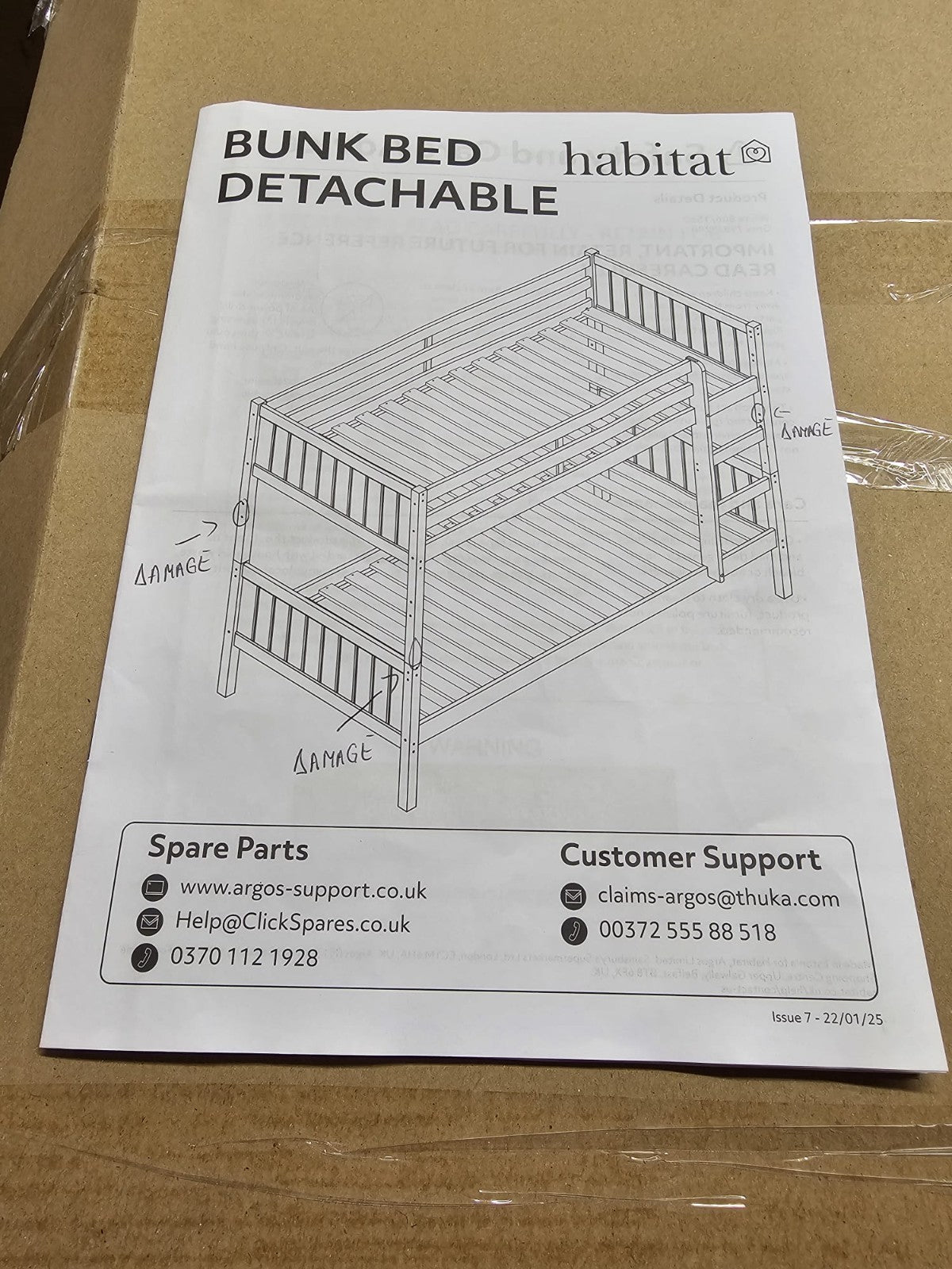 Detachable Bunk Bed Frame - White ( Used )
