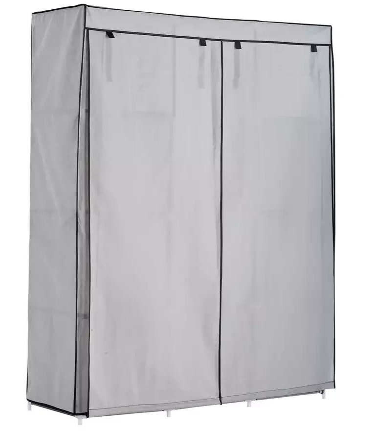 Home Double Modular Fabric Wardrobe Grey and Black | Portable Clothes Storage Ca