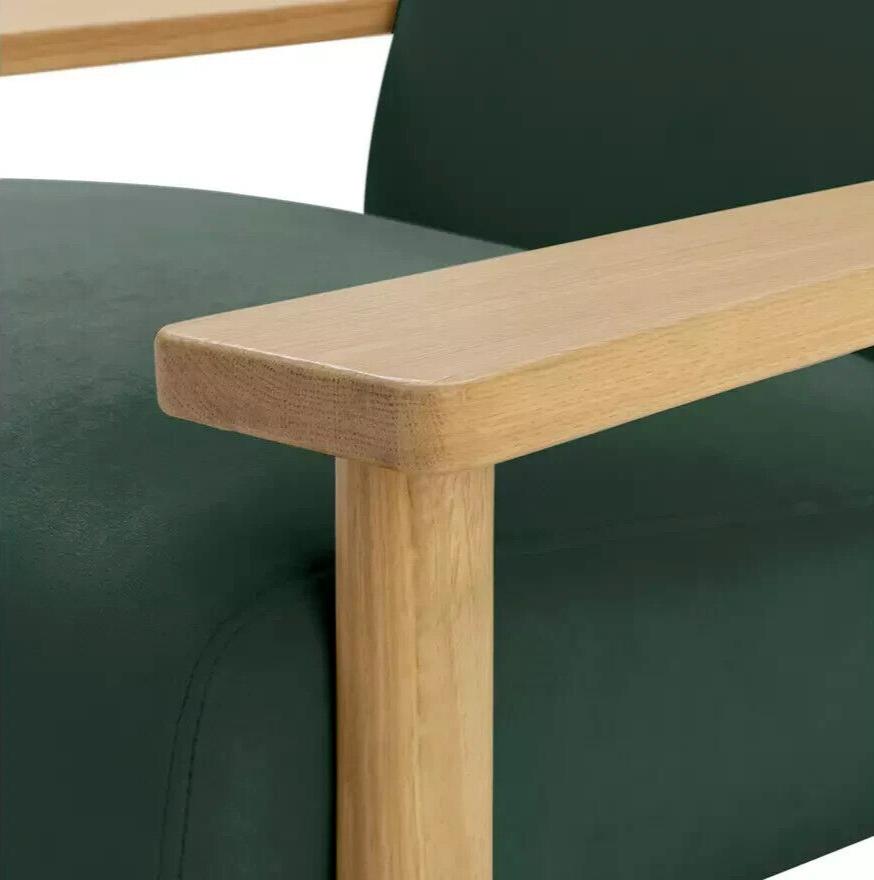 Habitat Dore Velvet Accent Chair - Dark Green | Plush Modern Living Room Seating