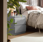 Home Jenson 2 Drawer Bedside Table - Gloss Grey | Sleek Minimalist Look