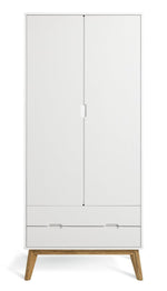 Pimlico 2 Door 2 Drawer Wardrobe - White | Slim wardrobe for small rooms
