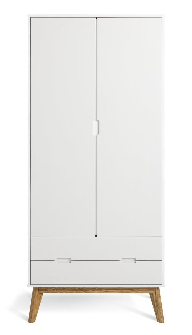 Pimlico 2 Door 2 Drawer Wardrobe - White | Slim wardrobe for small rooms