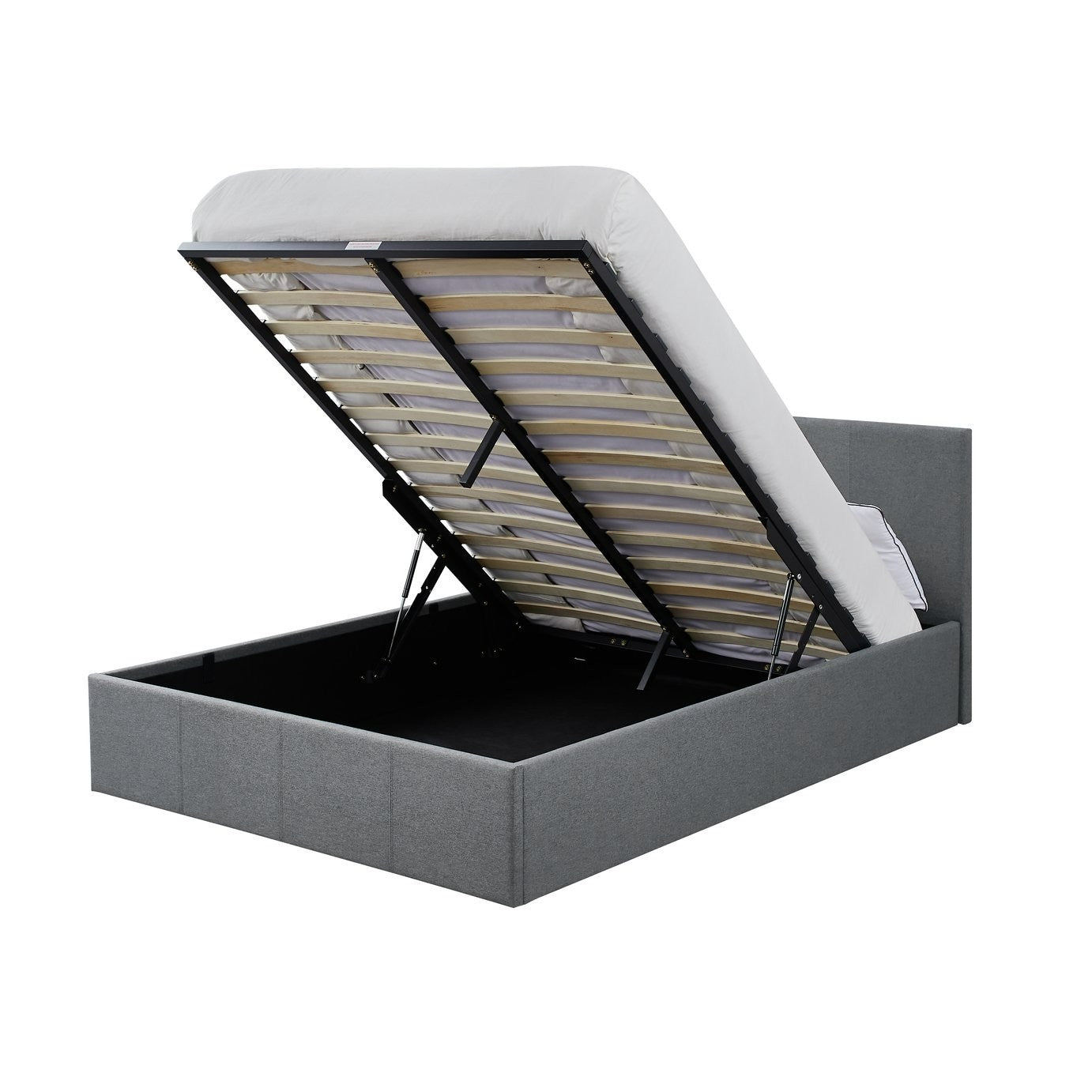 Home Heathdon Kingsize End Lift Ottoman Bed - Grey | Modern Bedroom Storage
