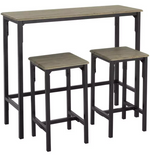 Bolitzo Bar Set & 2 Stools - Oak & Black