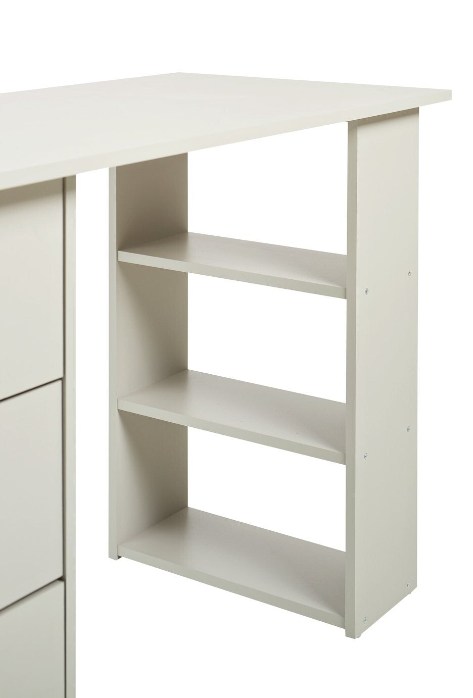 Malibu Desk With Drawers and Shelves Light Grey Storage For Kids & Adults 120cm