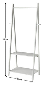 Decorative Clothes Rail with 2 Shelves - White