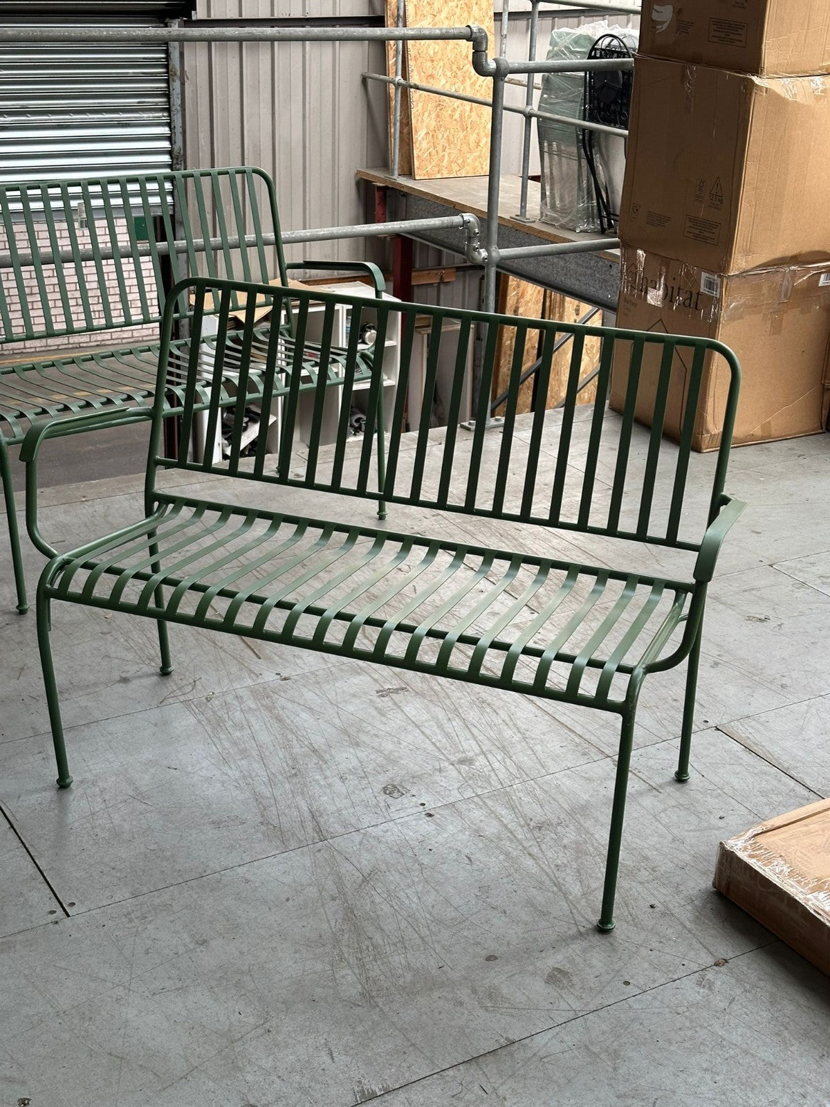 Indu 2 Seater Metal Garden Bench - Green (S)