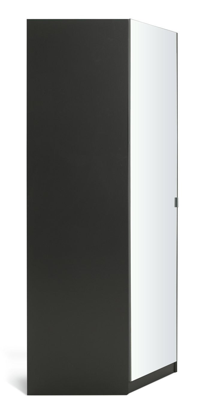 Munich Corner 1 Door Mirror Wardrobe - Anthracite | Organized Clothing Area