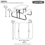 Lifetime 4 Seater Plastic Picnic Table - Almond