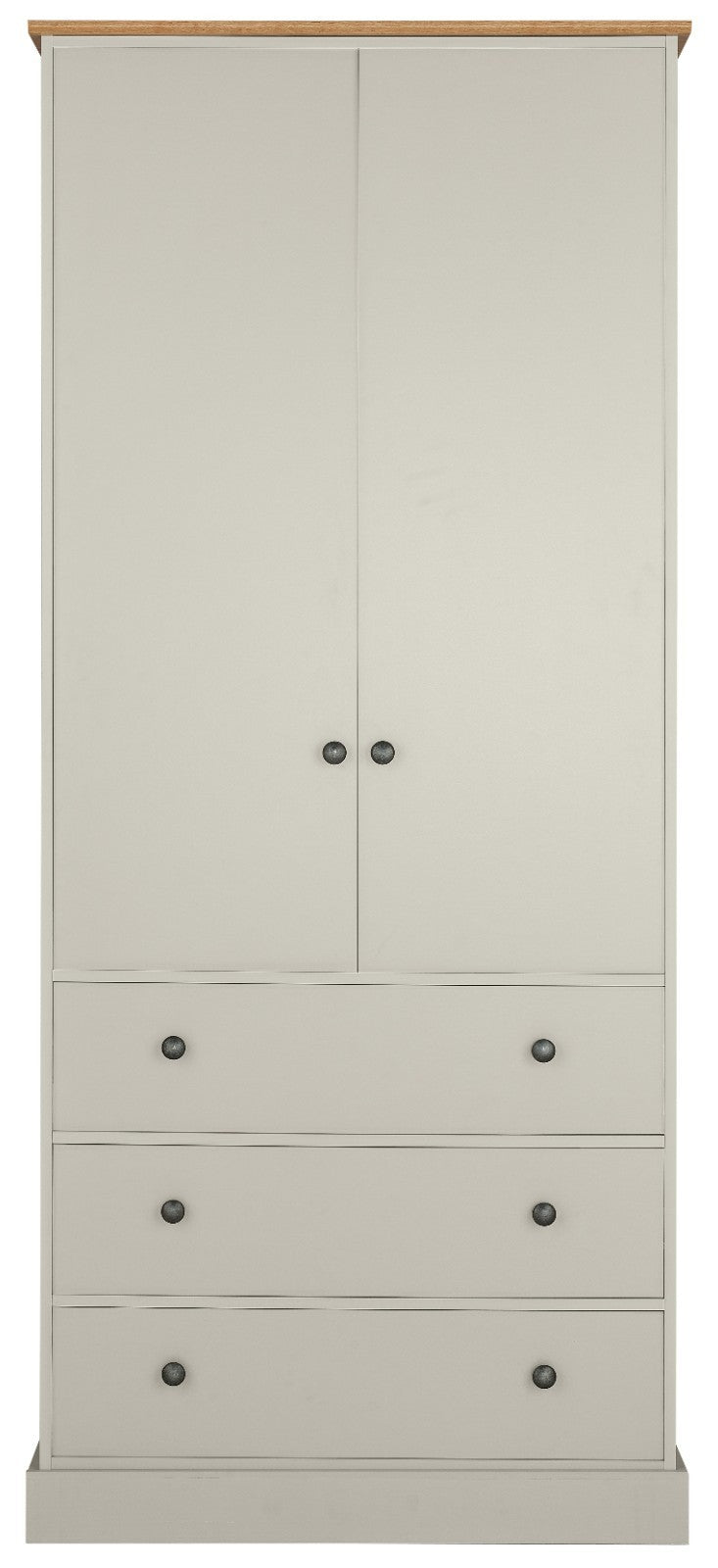Kensington 2Dr 3Drw Wardrobe - Grey & Oak Effect | Modern wardrobe