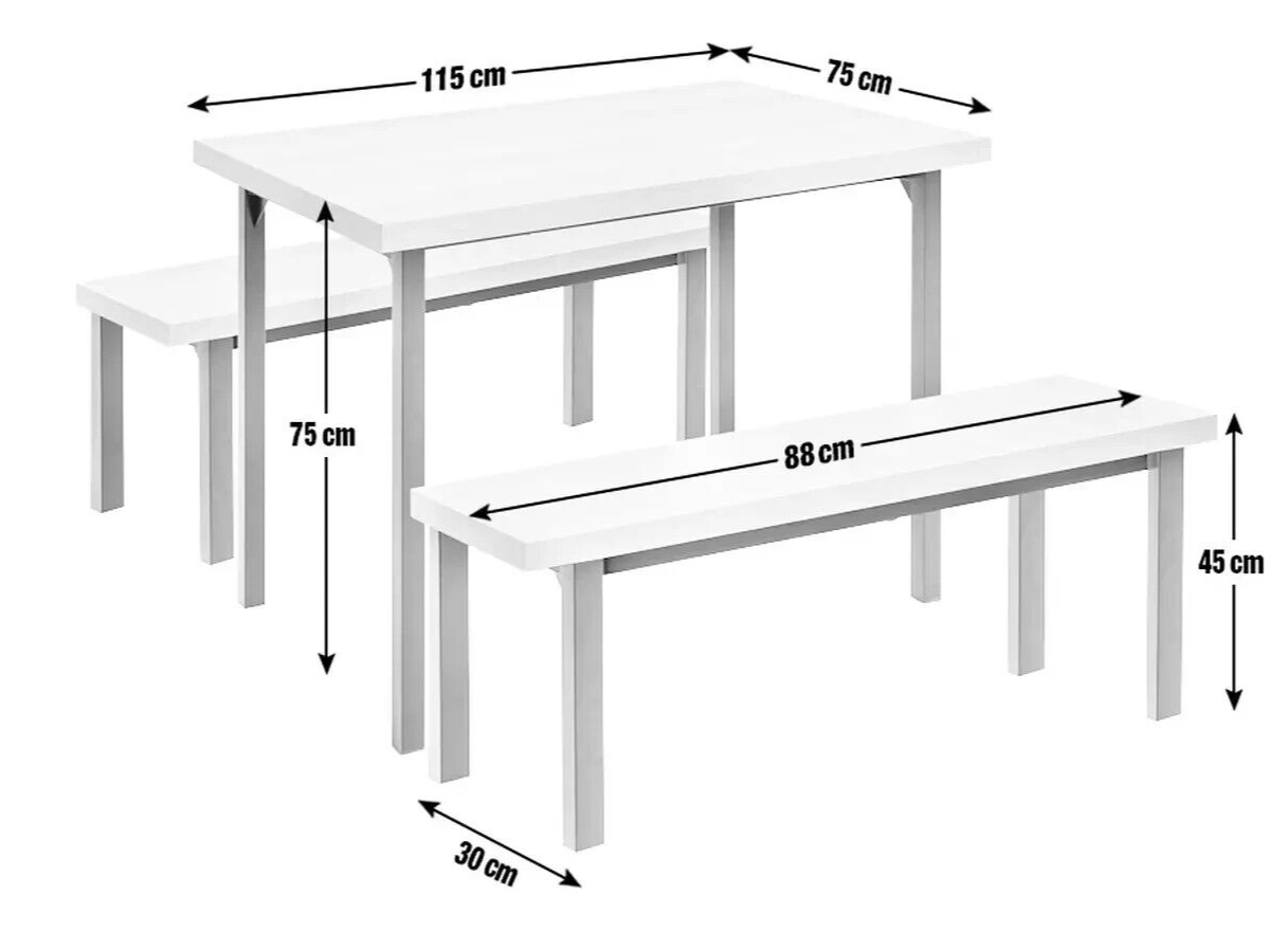 Habitat Zayn Wood Effect Dining Table & 2 Natural Benches (B Grade 58821 - 5882)