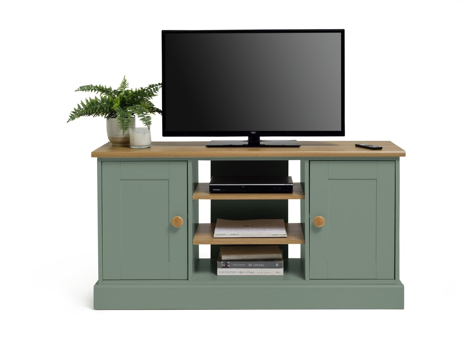 Home Winchester 2 Door TV Unit - Green | Contemporary Media Furniture