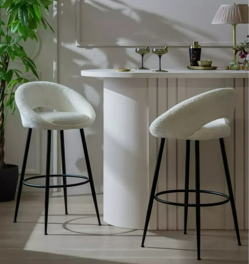 Habitat Hermione Boucle Bar Stool - Cream