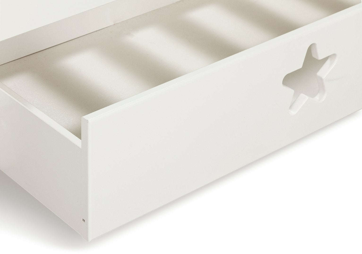 Stars Single Bed Frame With Drawer - White | Kids Bedroom Furniture