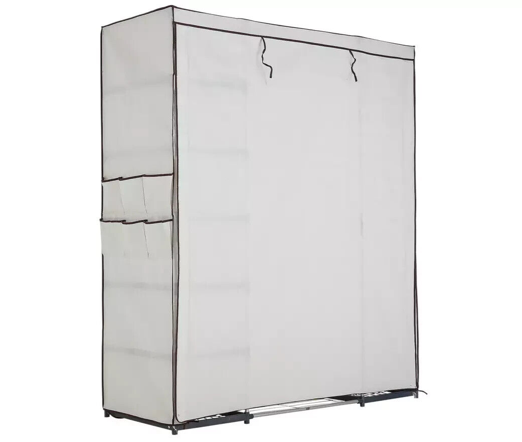Covered Metal Triple Wardrobe - Cream