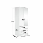 Home Malibu 2 Door 3 Drawer Mirror Wardrobe - Grey | mirrored wardrobe