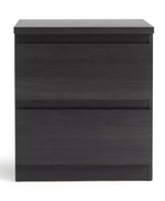 Home Jenson 2 Drawer Bedside Table Black Oak Effect | Bedroom Storage Nightstand