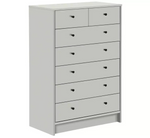 Malibu Modern 7 Drawer Chest Of Drawers Storage Cabinet For Bedroom - Soft Grey