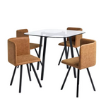 Elsie Black Dining Table & 4 Tan Chairs | Modern Dining Room Set Furniture