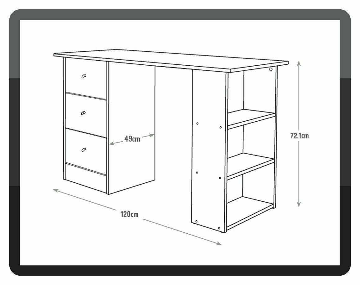 Malibu 3 Drawer Office Desk - White