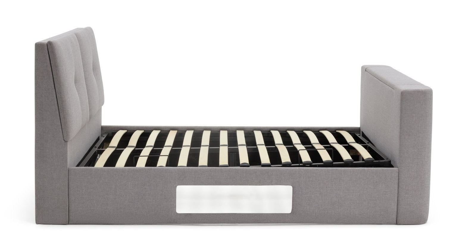 Home Jakob Kingsize TV Ottoman Bed Frame - Grey | High End Bedroom Comfort